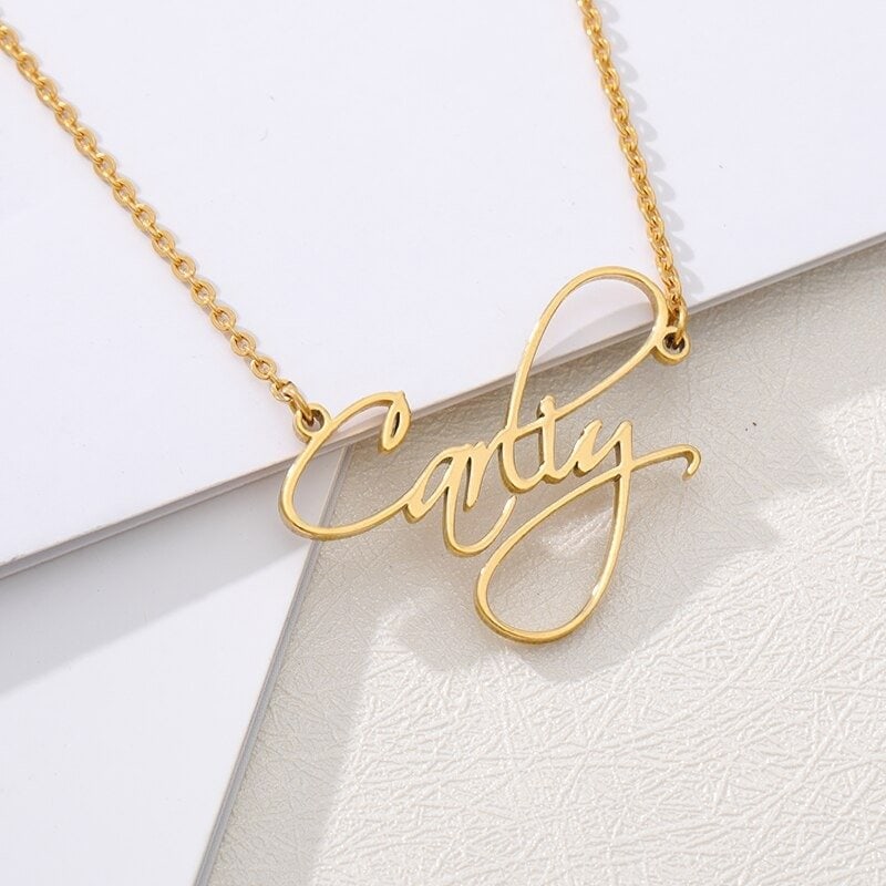 Gold script deals name necklace